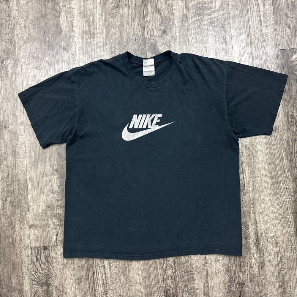 Vintage Y2K Nike T Shirt Faded Black Distressed 2000s Sz XL